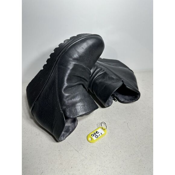 Skechers Parallel Wedge Ankle Boots Womens Size 6,5 Universe Black Leather 48731 - Picture 1 of 8